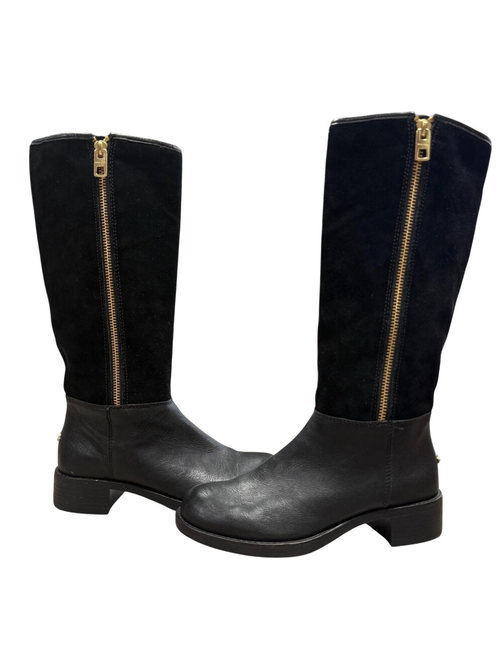 Coach Riding Boots Womens Size 7.5 Black Leather Suede Knee High Zip Lined